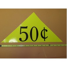 Large Yellow Price Triangle Vinyl Sticker 50¢